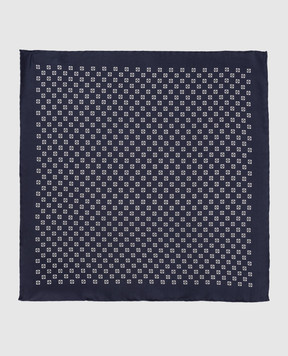 Brunello Cucinelli Синя хустка із шовку з контрастним візерунком MX8710091