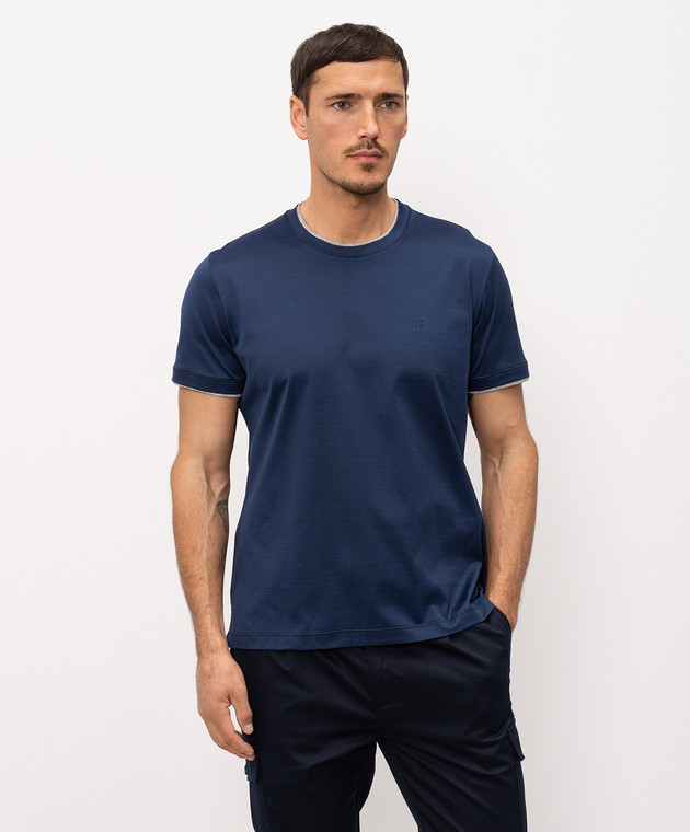 Bilancioni Синяя футболка с эффектом наложения слоев BE26T1GBE2 изображение 2