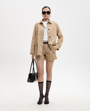 Max Mara Коричневые шорты NOVELLA со льном в горох MSTNOVELLA