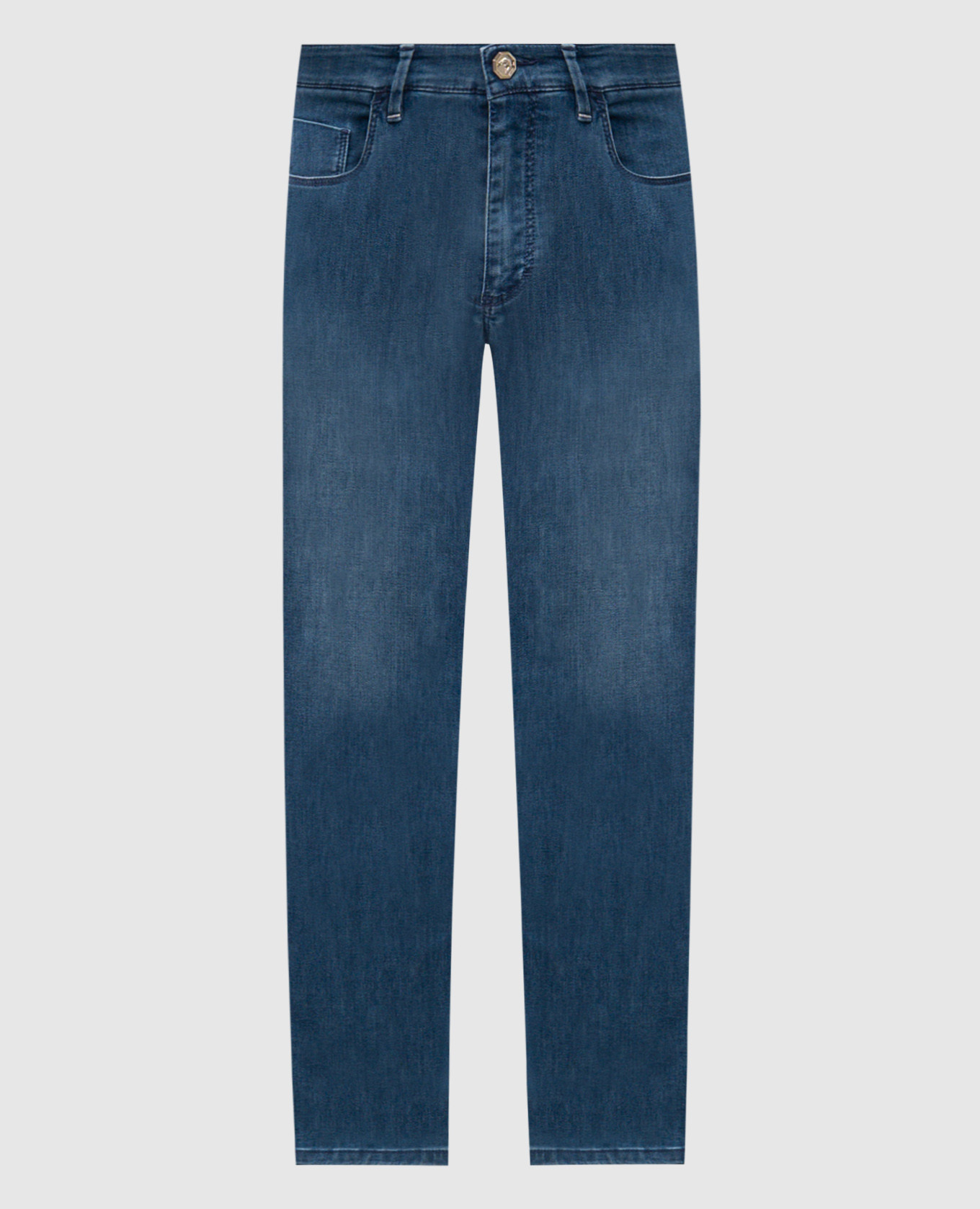 

Синие джинсы с эффектом потертости, Синий, Зауженные джинсы