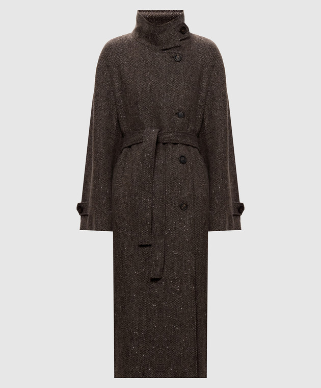 Brunello Cucinelli Коричневое пальто с шерстью в узор MG5669766