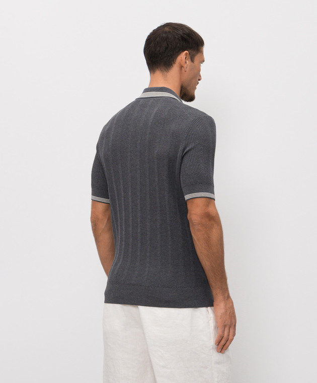Brunello Cucinelli Сіре поло з смужками M29204205P зображення 4