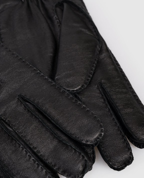 Trussardi Черные кожаные перчатки с эмблемой E302X000003NMG001L40