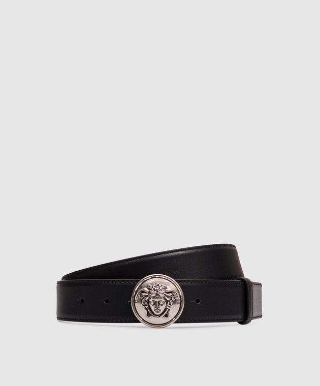 Versace Черный кожаный ремень с фактурной эмблемой 1024410DVTP1