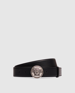Versace Черный кожаный ремень с фактурной эмблемой 1024410DVTP1