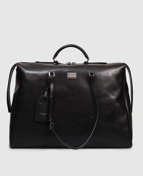 Dolce&Gabbana Чорна шкіряна дорожня сумка Vittoria з логотипом BM2543AH850
