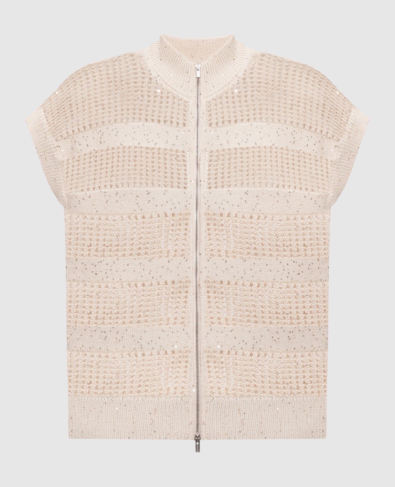 Бежевый жилет с пайетками
