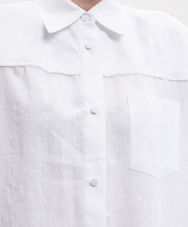 Agnona Біла сорочка з льону без рукавів TD1108YU3049 зображення 5