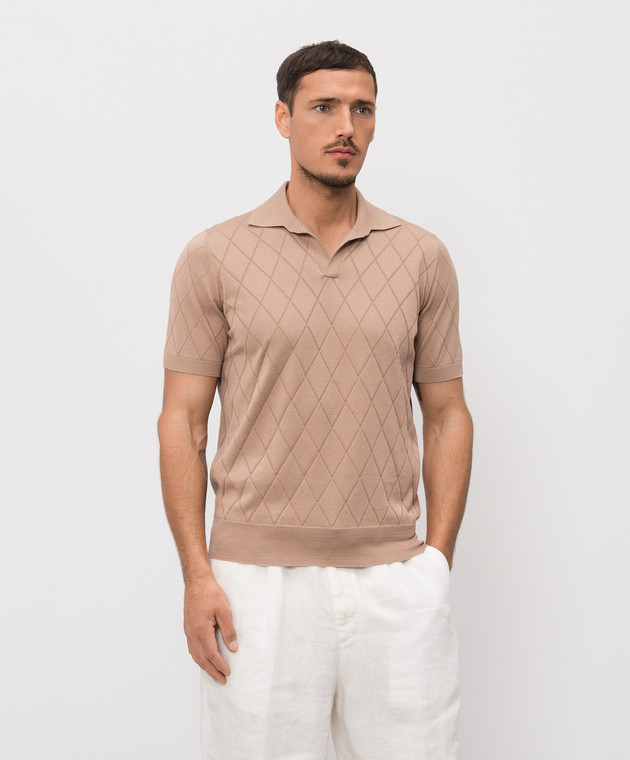 Brunello Cucinelli Коричневое поло с геометрическим узором M29806505P изображение 3