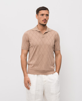 Brunello Cucinelli Коричневое поло с геометрическим узором M29806505P