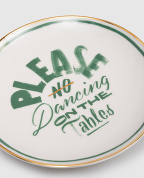 Bitossi Home Белая фарфоровая тарелка для хлеба No Dancing On The Tables LGP00005