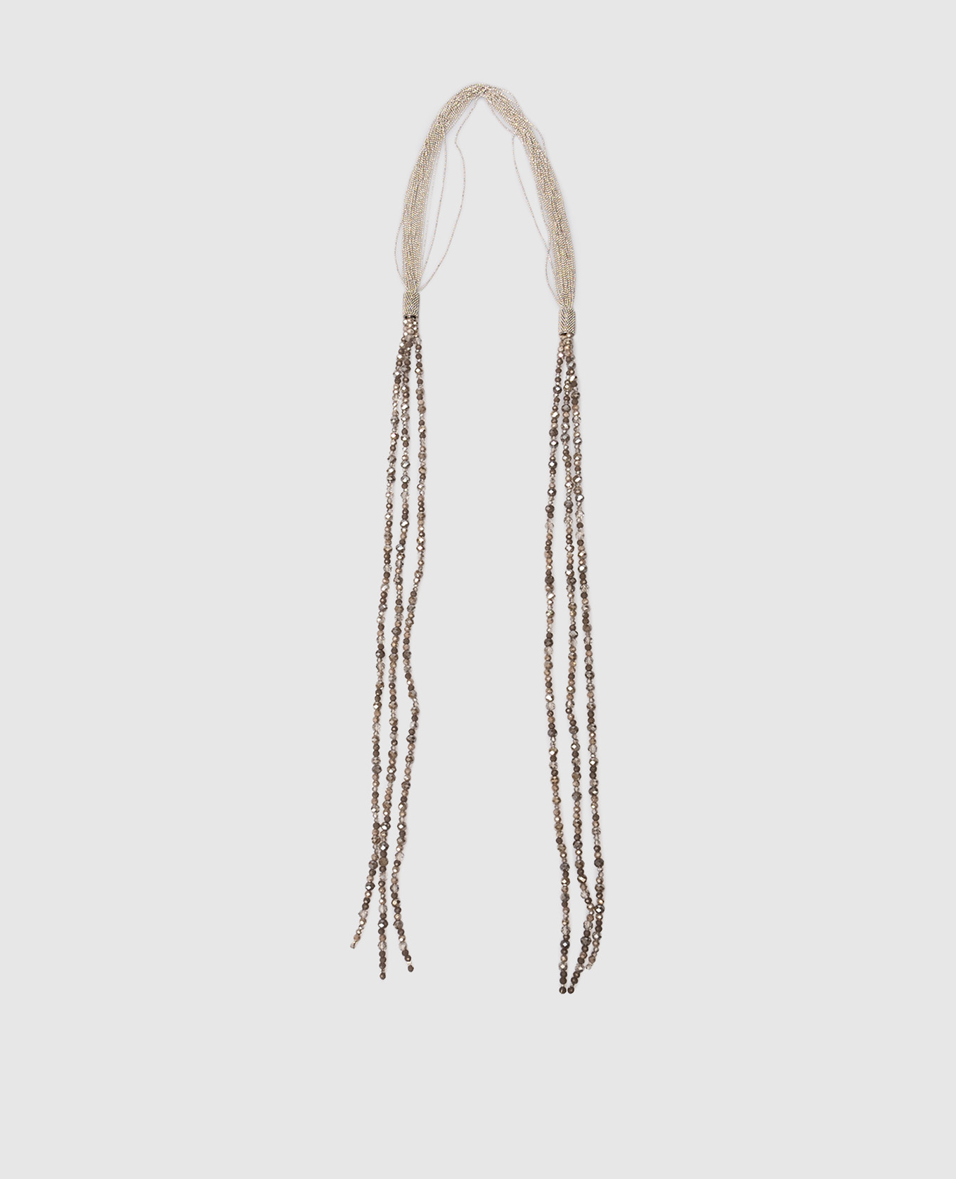 Коричневые бусы с цепочкой мониль