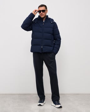 Stefano Ricci Синий пуховик с нашивкой эмблемы M6J5S00020PA003R