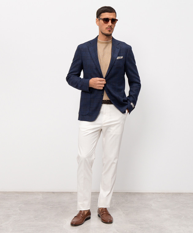 Canali Бежева футболка з льоном та шовком MK02462C1181 зображення 2