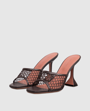 Amina Muaddi Коричневі шкіряні мюлі Lupita 13S361173LUP