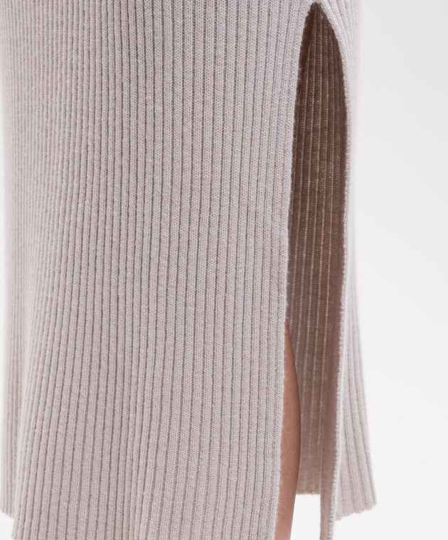 Allude Бежева спідниця з вовни і кашеміру в рубчик 26517081 зображення 5