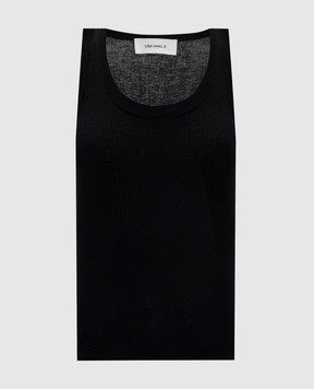 LISA YANG Чорний топ в рубчик Ina з кашеміру 2024097