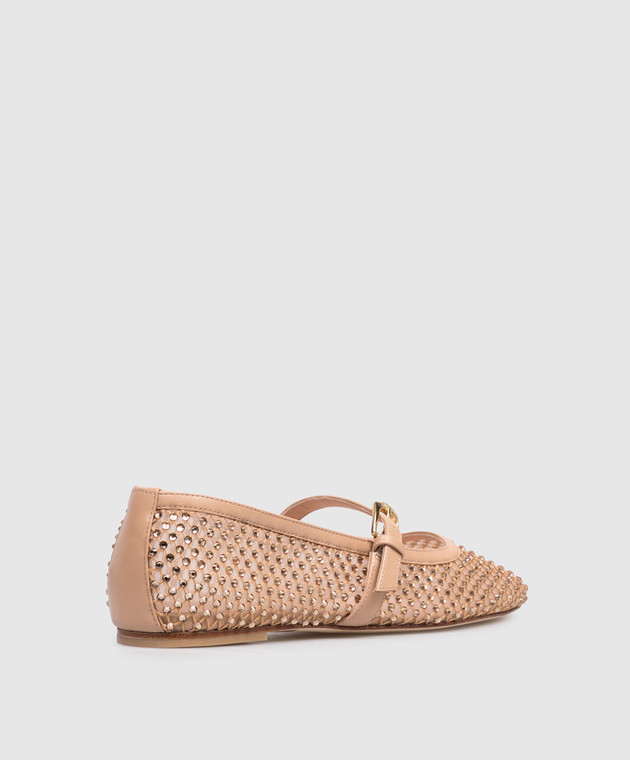 Stuart Weitzman Бежеві балетки Bareitall з кристалами SN800 зображення 3