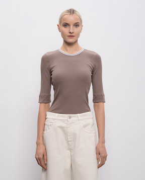 Brunello Cucinelli Коричневый топ с цепочкой мониль MG902DO300