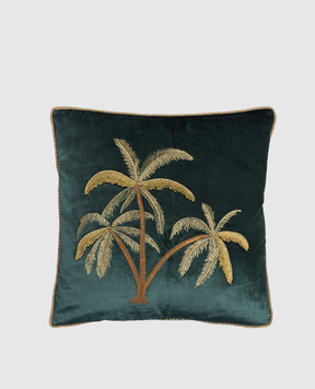 Les Ottomans Зеленая декоративная бархатная подушка EBC8250X50