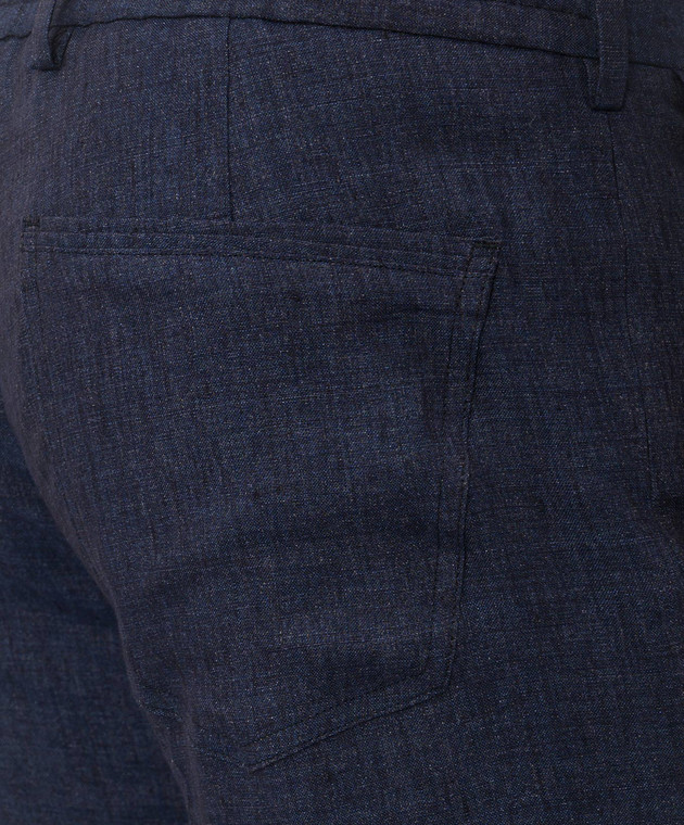 Bertolo Cashmere Темно-сині штани з льону 611625 зображення 5