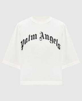 Palm Angels Футболка цвета айвори с принтом логотипа PAWAA003JR001