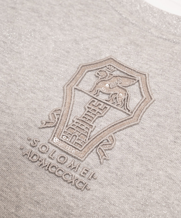 Brunello Cucinelli Детский серый свитшот с люрексом BD983E457A изображение 3