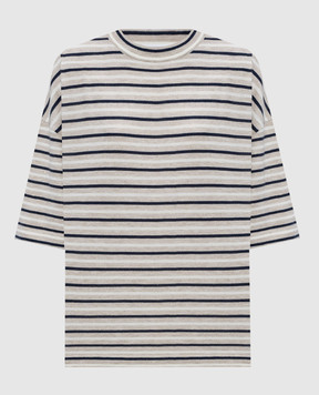 Brunello Cucinelli Бежевая футболка с кашемиром в полоску M9A849210