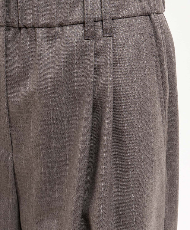 Brunello Cucinelli Сірі штани з вовни з люрексом MP189P9253 зображення 5