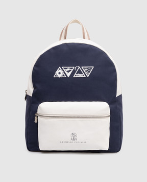 Brunello Cucinelli Детский синий рюкзак с принтом BDYTOB131