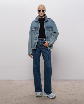 Vetements Голубая джинсовая куртка с эффектом потертости MH27DJ071LB