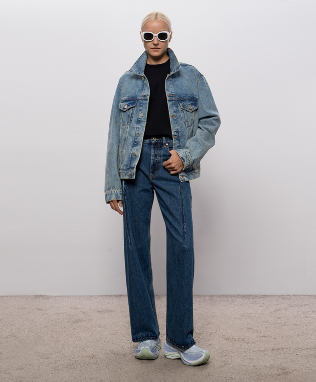 Vetements Голубая джинсовая куртка с эффектом потертости MH27DJ071LB изображение 2