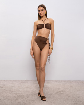 Magda Butrym Коричневий ліф від купальника з намистинами SWIMBRA01623426