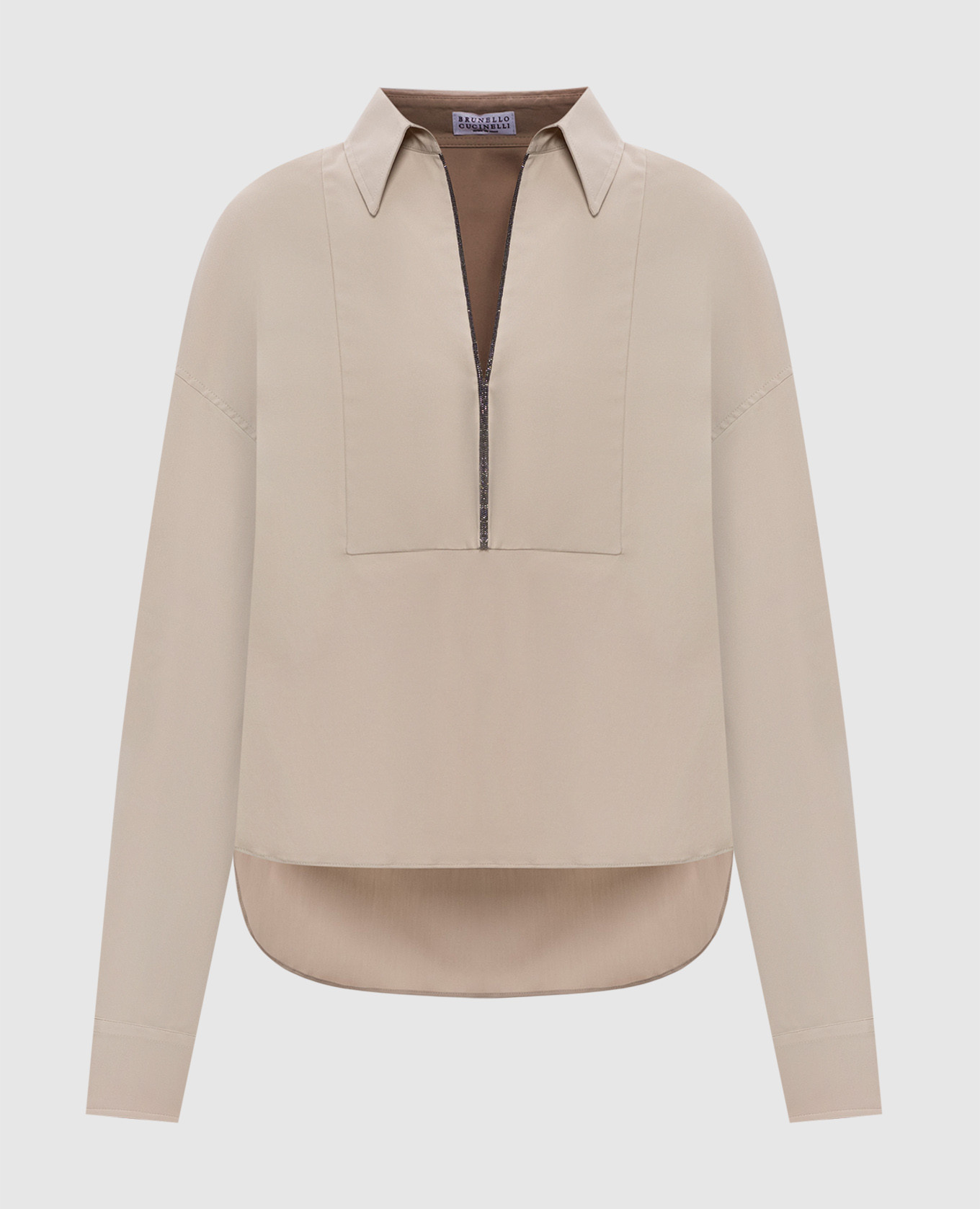 

Бежевая блуза с цепочкой мониль, Бежевый, Блузы