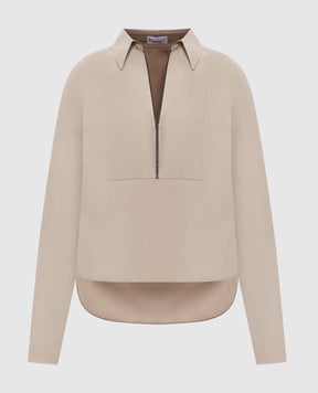 Brunello Cucinelli Бежевая блуза с цепочкой мониль M0091EA105
