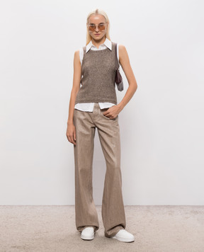 Allude Коричневый топ из кашемира и шелка 26577112