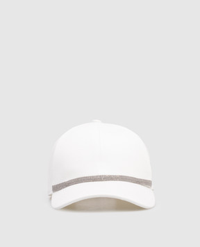 Brunello Cucinelli Біла кепка з ланцюжком моніль MCAP90011