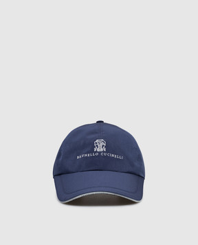 Brunello Cucinelli Синя кепка з вишивкою емблеми MM4799859