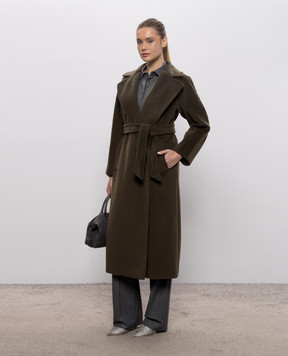 Max Mara Weekend Пальто TEMPERA на запах цвета хаки с шерстью альпаки WKDTEMPERA