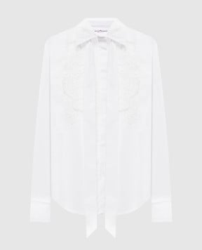 Ermanno Scervino Белая блуза с кружевом D492K773APBQP