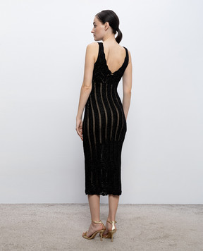 Twinset Чорна сукня міді з люрексом 261TT3322