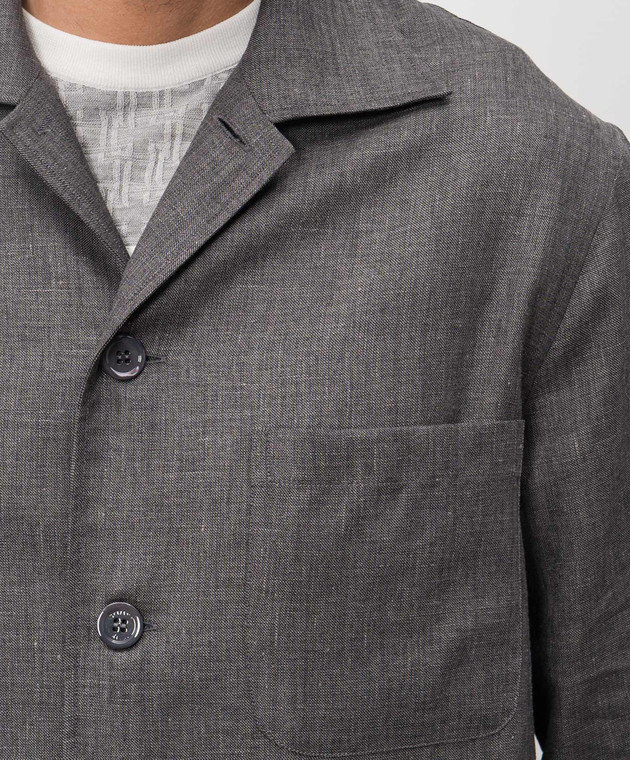 Stefano Ricci Серая рубашка из льна, шерсти и шелка SP008138B127HA изображение 5
