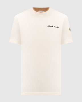 Moncler Бежева футболка з вишивкою логотипа L10918C0001589AYY