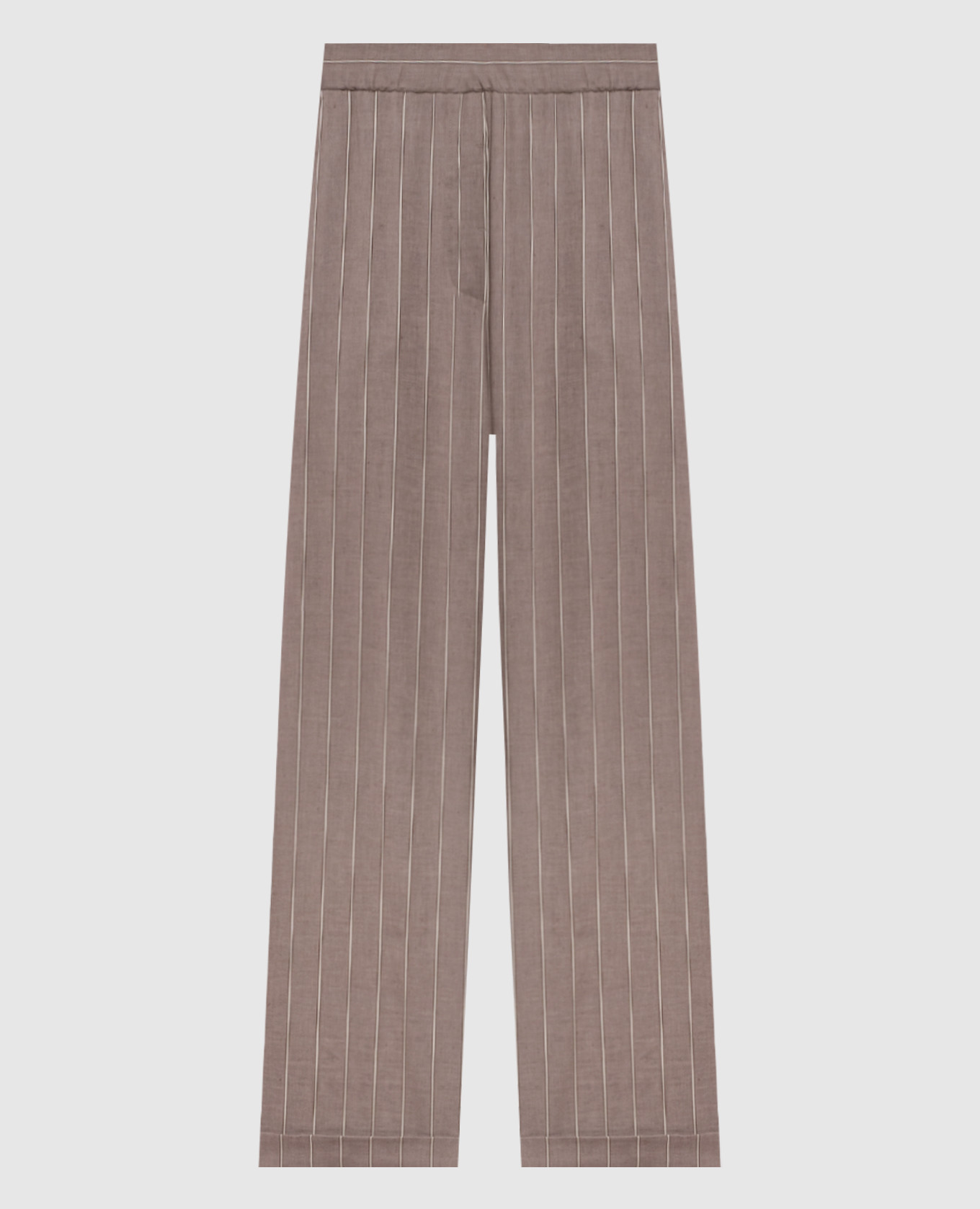 

Серые брюки с леном в полоску, Серый, Прямые брюки