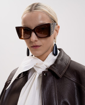 Saint Laurent Коричневі сонцезахисні окуляри Blaze Crystal 862888Y9958