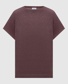 Brunello Cucinelli Фиолетовая футболка с кашемиром и шелком с люрексом M41810000P