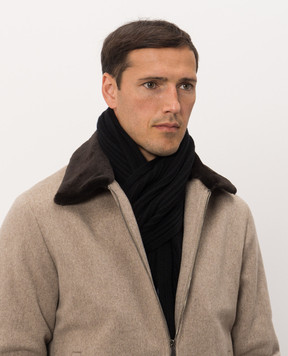 Bertolo Cashmere Черный шарф из кашемира 000121000005