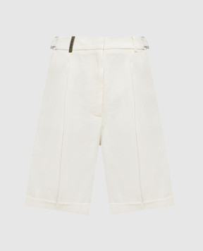 Peserico Шорти кольору айворі з льону з відворотами P0421502606