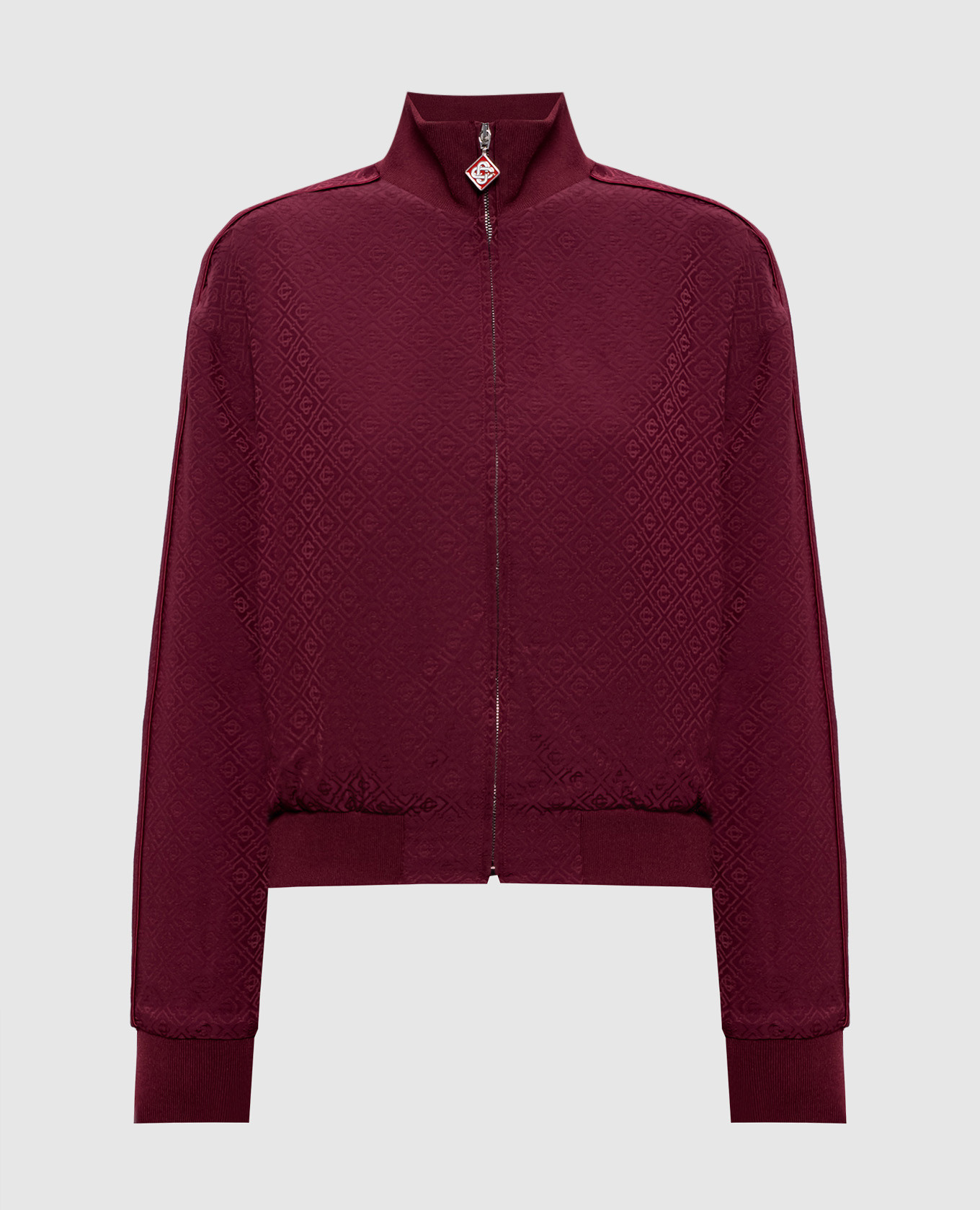 Бордова спортивна куртка у візерунок емблеми