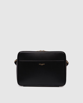 Saint Laurent Черная кожаная сумка кросс-боди с логотипом 8378192R20W